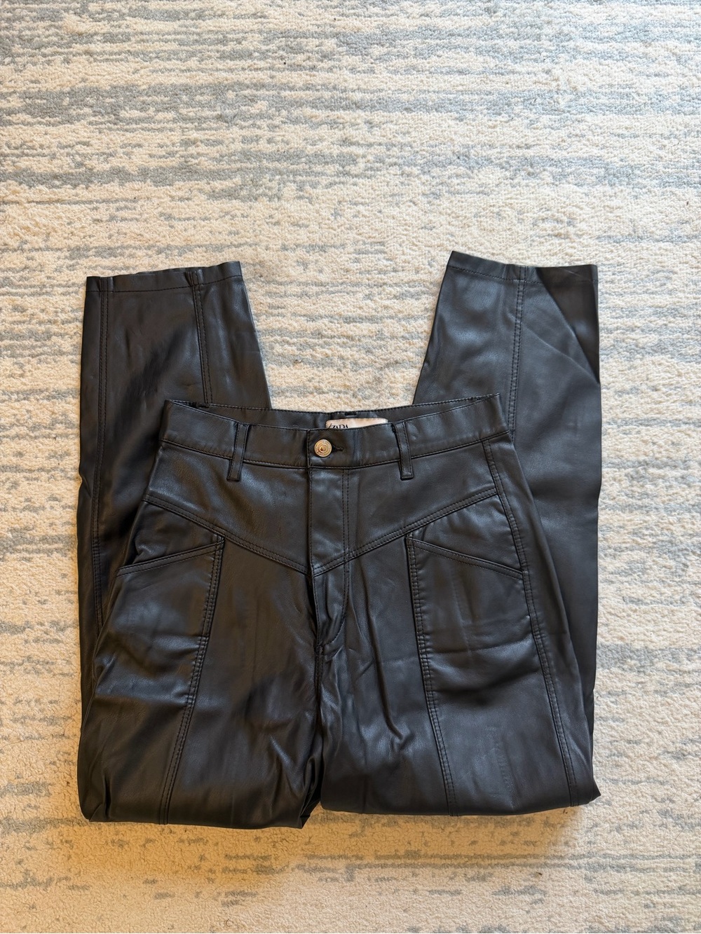 Women’s Black Faux Leather pants - Sleek High-Rise Style